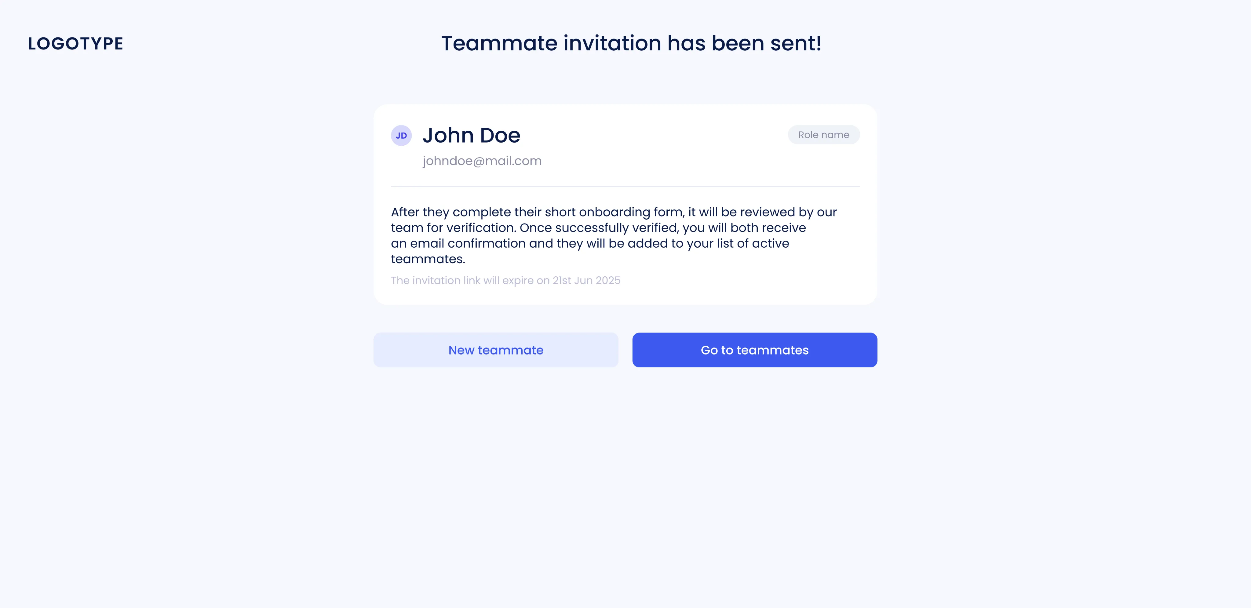 Add teammate — step 2