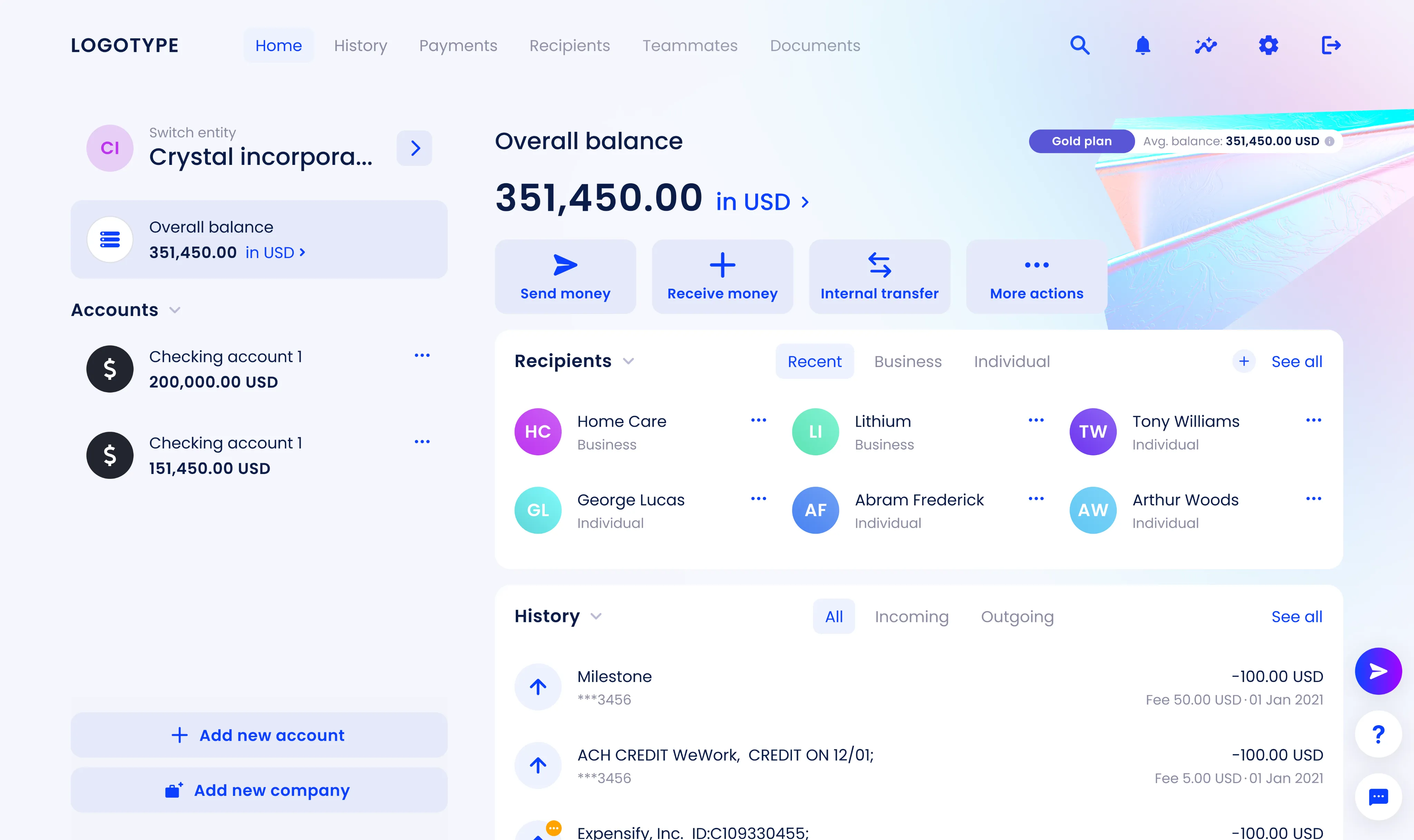 Dashboard before the redesign