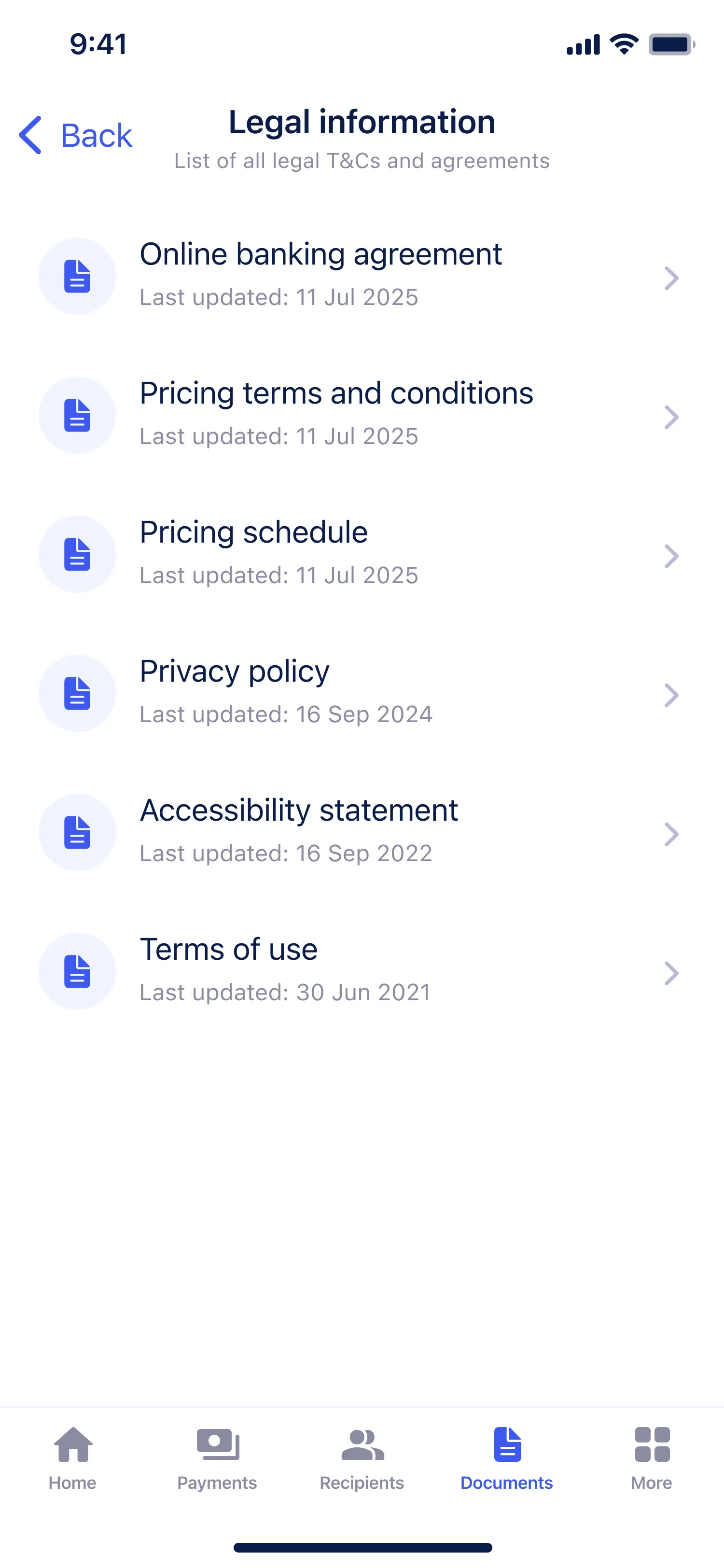Document card details