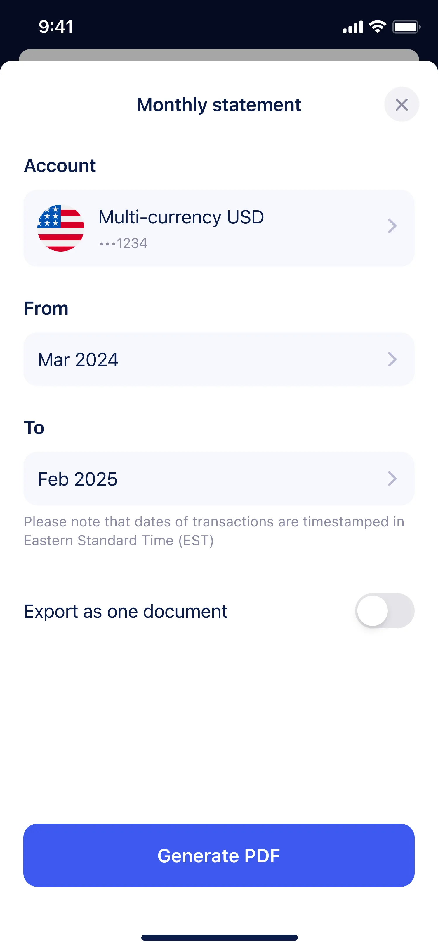Generate document — parameters