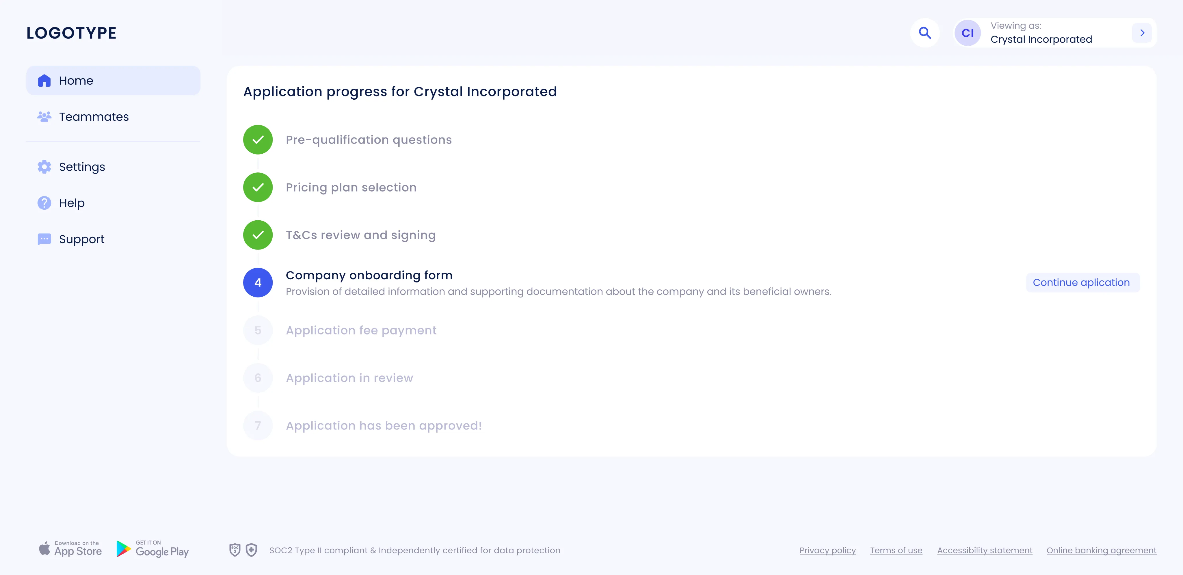 Onboarding status model — set 1
