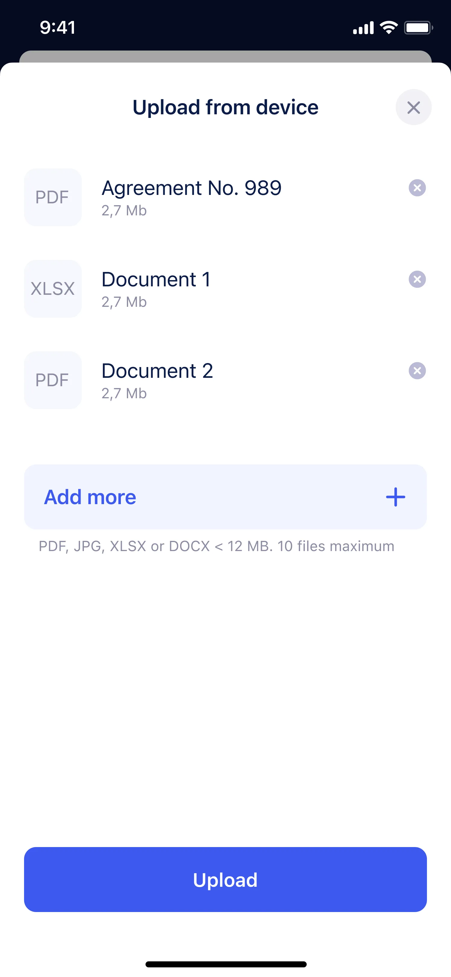 Upload document — step 2