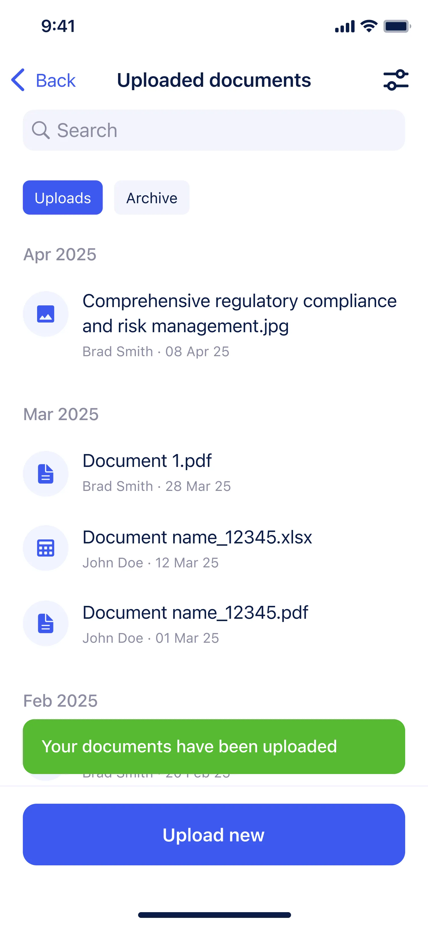Upload document — step 3